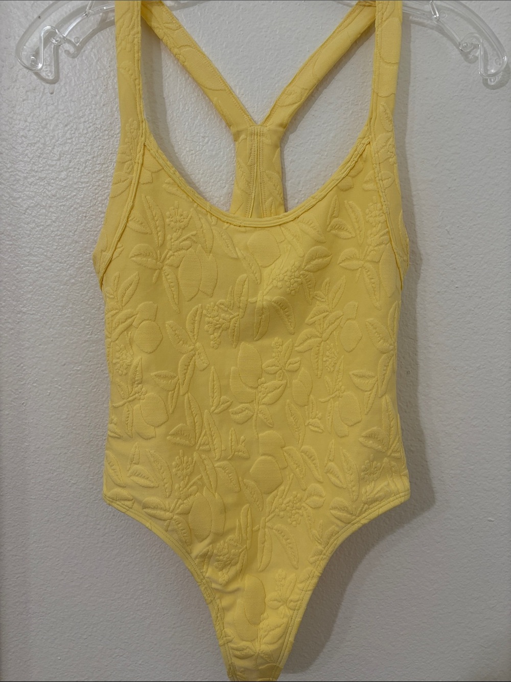 TWENTY MONTRAEL Yellow Textured One-Piece Thong Swimsuit